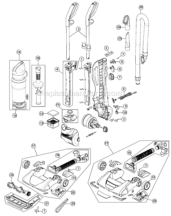 Page A Diagram and Parts List for UD20005  Dirt Devil Upright Vacuum